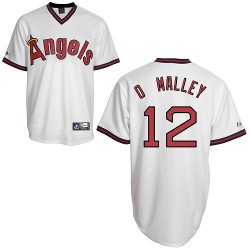 Shawn O Malley #12 MLB Jersey-Los Angeles Angels of Anaheim Men's Authentic Cooperstown White Baseball Jersey